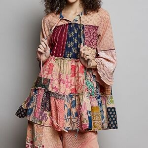 157 POL Unique Multicolor Patchwork Dress Top